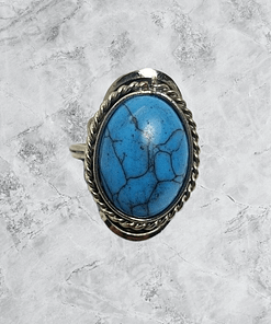 Surya Tienda Holisitca - www.suryatiendaholistica.com.ar - Anillo de Piedra Turquesita reconstituido de Alpaca
