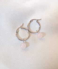Surya Tienda Holistica - www.suryatiendaholistica.com.ar - Aros argollita bolita 8 mm - cuarzo rosa