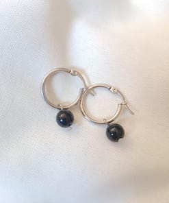 Surya Tienda Holistica - www.suryatiendaholistica.com.ar - Aros argollita bolita 8 mm - obsidiana