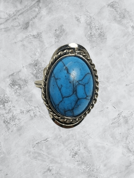 Surya Tienda Holisitca - www.suryatiendaholistica.com.ar - Anillo de Piedra Turquesita reconstituido de Alpaca