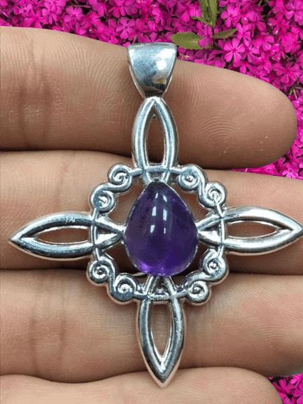 Surya Tienda Holisitca - www.suryatiendaholistica.com.ar - Dije Nudo de Brujas con Amatista EXTRA BAÑO DE PLATA